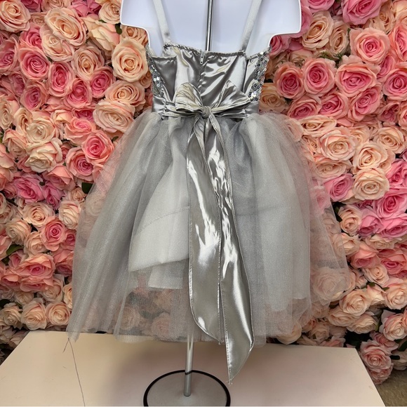 Little Girls Ankle Length Brown Taffeta Dress - Picture 5 of 9